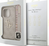Guess PU 4G metalowe logo z paskiem etui na iPhone 15 Pro - Różowe