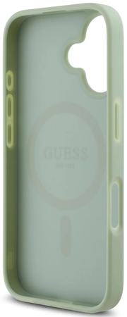Guess PU Grained Classic Logo MagSafe etui na iPhone 16 zielony