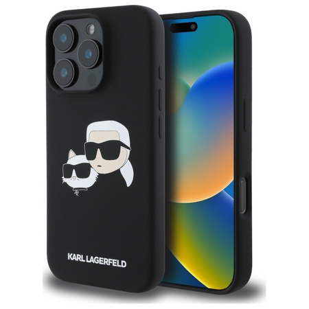 Karl Lagerfeld Liquid Silicone Double Heads MagSafe Case for iPhone 16 Pro Black