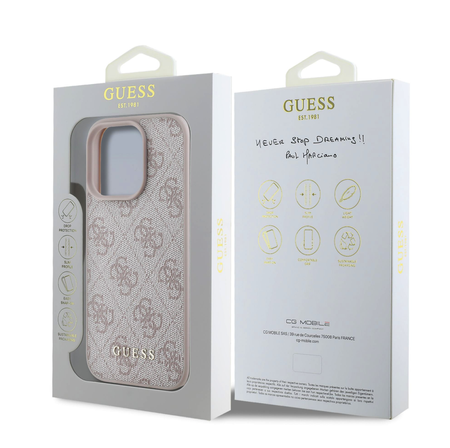 Guess 4G Charm Case for iPhone 16 Pro Tone on Tone Róż