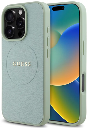 Guess PU Teksturowane etui Classic Logo MagSafe do iPhone 16 Pro Max Zielone