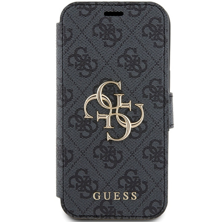 Guess PU Leather 4G Metal Logo Book Case for iPhone 15 Szare