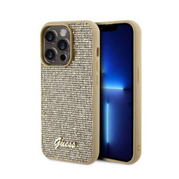 GUESS GUHCP15LPMSDGSD IPHONE 15 PRO 6.1" ZŁOTY/GOLD HARDCASE DISCO METAL SCRIPT