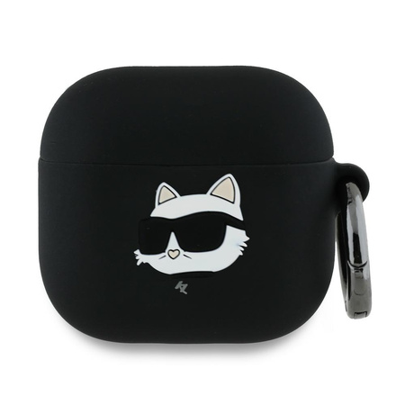 Silikonowe etui Karl Lagerfeld Choupette Head 3D do AirPods 4 Czarne - KLA4RUNCHK