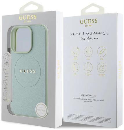Guess PU Teksturowane etui Classic Logo MagSafe do iPhone 16 Pro Max Zielone