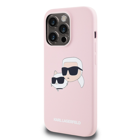 Etui Silikonowe Karl Lagerfeld Double Heads do iPhone 14 Pro Różowe - KLHMP14LSKCHPPLP