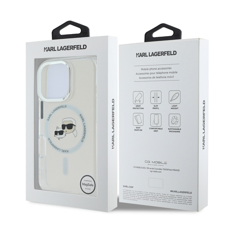 Etui Karl Lagerfeld Double Heads Metal Frame do iPhone 16 Pro Max Przezroczyste - KLHMP16XHLSKCH