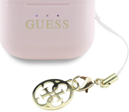 Słuchawki douszne GUESS Glossy Effect Printed Classic Logo & Charm Wodoodporne Różowy
