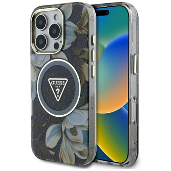 Etui Guess IML Glitter MagSafe do iPhone 16 Pro Czarne - GUHMP16LHFLPEDK