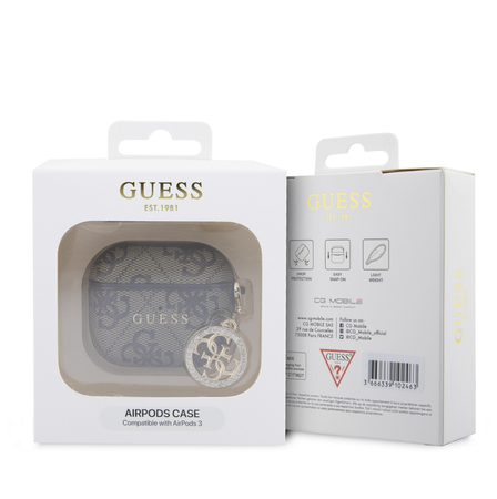 Guess 4G Script PC/PU Charm Case for AirPods Pro 3 Brązowe