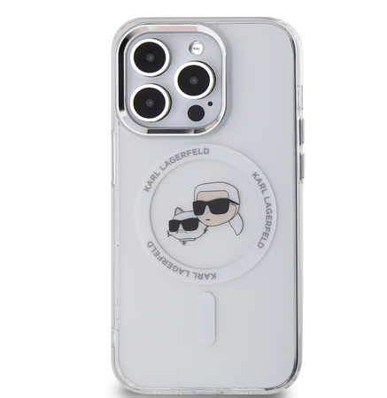 Etui Karl Lagerfeld Double Heads do iPhone 13 Pro Przezroczyste - KLHMP13LHLSKCH