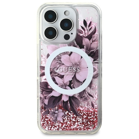 Guess  iPhone 16 Pro 6.3" różowy Liquid Glitter Flower