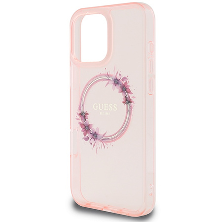 Etui Guess IML Flowers do iPhone 16 Pro Max Różowe - GUHMP16XHFWFCP
