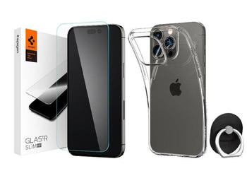 ZESTAW SPIGEN ETUI LIQUID CRYSTAL FLEX + SZKŁO TR SLIM HD + STYLE RING IPHONE 14 Pro Max