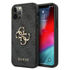 Guess PU 4G Metal Logo Case for iPhone 12 Pro Max Szare