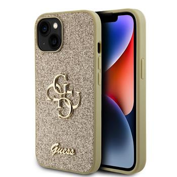 Guess PU Fixed Glitter 4G Metal Logo Case for iPhone 13 Gold