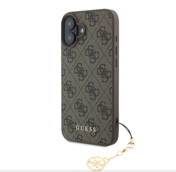 Guess 4G Charm Case for iPhone 16 Tone on Tone Brązowe