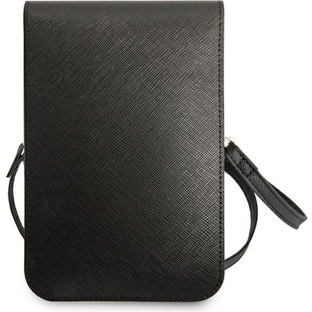 Torba na telefon Guess PU Saffiano z trójkątnym logo - Czarna