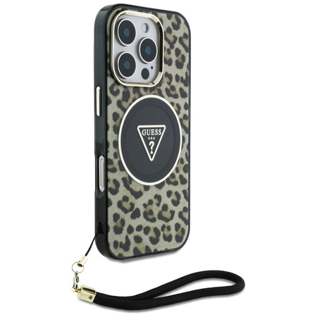 Etui Guess HC IML Leopard Triangle  do iPhone 16 Pro - Brązowe