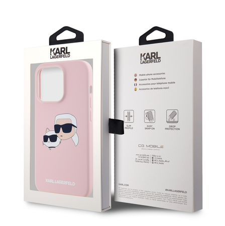 Etui Silikonowe Karl Lagerfeld Double Heads do iPhone 14 Pro Max Różowe - KLHMP14XSKCHPPLP