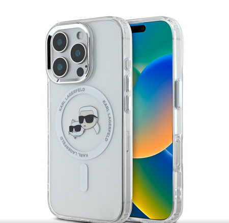 Etui Karl Lagerfeld Double Heads Metal Frame do iPhone 16 Pro Max Przezroczyste - KLHMP16XHLSKCH