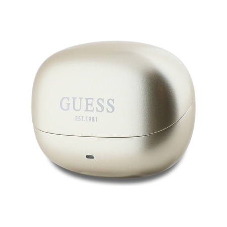 Guess Capsule Printed Logo - Słuchawki Bluetooth TWS ANC & ENC + etui ładujące złote