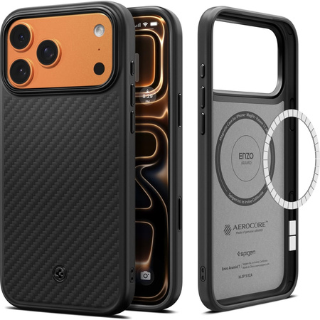 Etui Spigen Enzo Aramid T Mag do iPhone 17 Pro Czarne - ACS09959