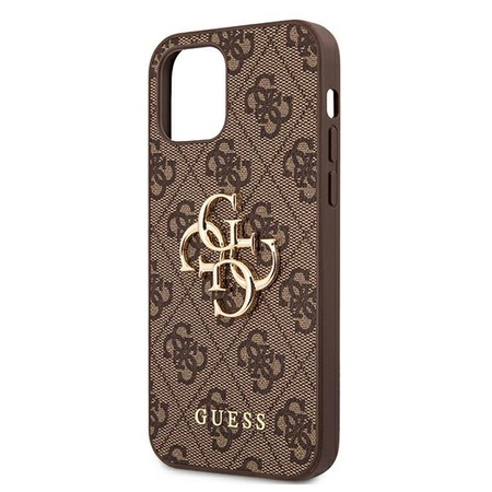Guess PU 4G Metal Logo Case for iPhone 12/12 Pro Brązowe