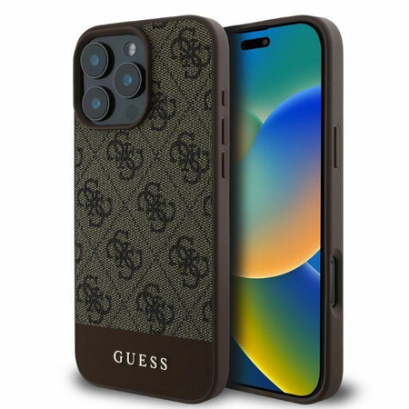 Guess GUHCP16LG4GLBR iPhone 16 Pro 6.3" brązowy/brown hardcase 4G Bottom Stripe