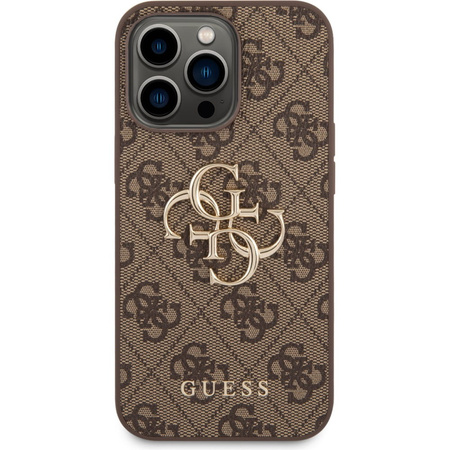 Guess PU 4G Metal Logo Case for iPhone 14 Pro Brown