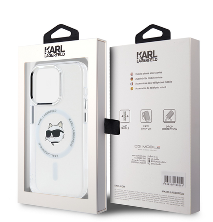 Etui Karl Lagerfeld Choupette Head do iPhone 15 Pro Przezroczyste - KLHMP15LHLSCHH