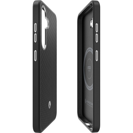Etui magnetyczne Spigen Enzo Aramid do Galaxy S25 Plus, czarno-srebrne