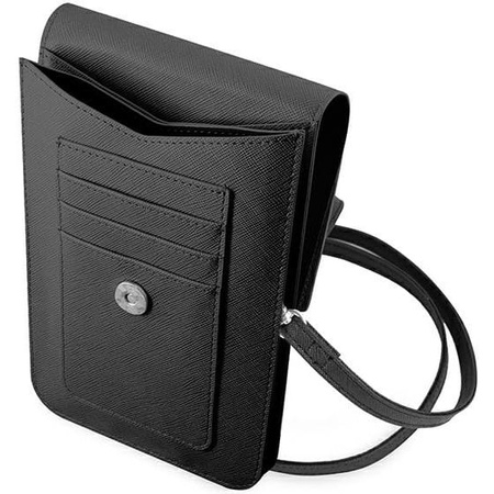 Torba na telefon Guess PU Saffiano z trójkątnym logo - Czarna