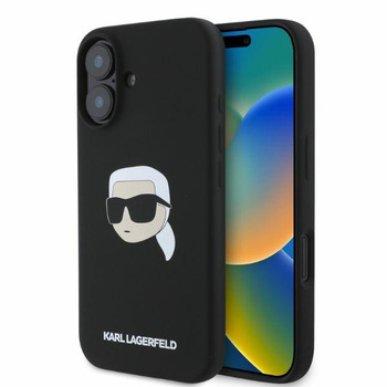 Karl Lagerfeld Liquid Silicone Karl Head MagSafe Case for iPhone 16 Black