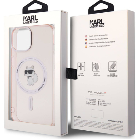 Etui Karl Lagerfeld HardCase IML Choupette MagSafe do iPhone 15, różowe