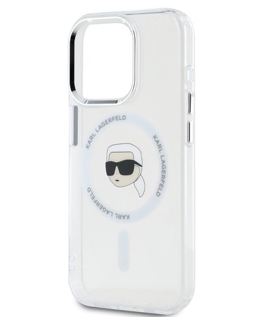 Etui Karl Lagerfeld Karl Head Metal Frame do iPhone 15 Pro Przezroczyste - KLHMP15LHLSKIH