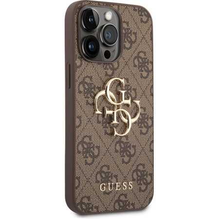 Guess PU 4G Metal Logo Case for iPhone 14 Pro Brown