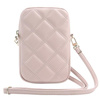Guess Zip Quilted 4G - Torebka na telefon różowa