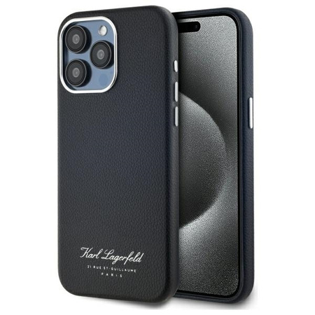 Karl Lagerfeld Grained PU Hotel RSG Case for iPhone 15 Pro Max Czarne