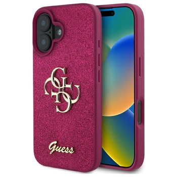 Guess iPhone 16 6.1" fioletowy hardcase Fixed Glitter Big 4G