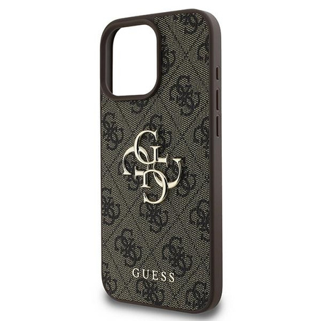 Guess PU 4G Metal Logo Case for iPhone 16 Pro Brązowe