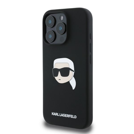 Karl Lagerfeld Liquid Silicone Karl Head MagSafe Case for iPhone 16 Pro Max Black/Czarne