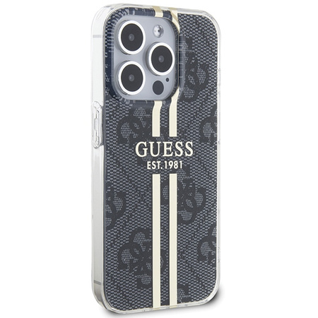 Etui Guess Gold Stripe do iPhone 15 Pro Czarne - GUHCP15LH4PSEGK