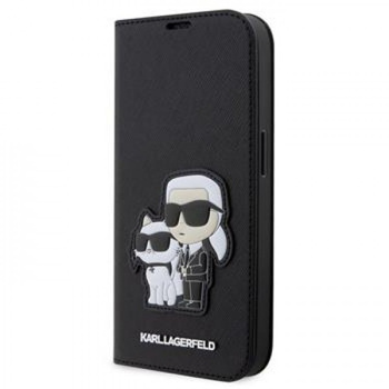 Karl Lagerfeld iPhone 13 Pro Book Case Saffiano Karl Choupette Black