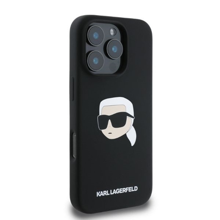 Karl Lagerfeld Liquid Silicone Karl Head MagSafe Case for iPhone 16 Pro Max Black/Czarne