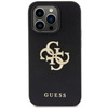 Guess PU Perforated 4G Glitter Metal Logo Case for iPhone 15 Pro Czarne