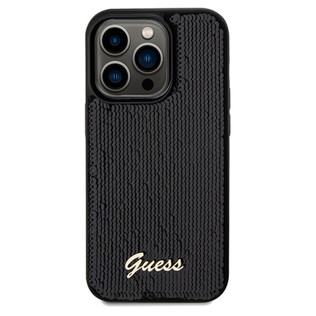 GUESS GUHCP14LPSFDGSK IPHONE 14 PRO 6.1 CZARNY/BLACK HARDCASE SEQUIN SCRIPT METAL