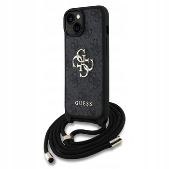 Etui Guess PU 4G Metal Logo Crossbody Strap do iPhone 15 Czarne - GUHCP15SP4GMGCRK