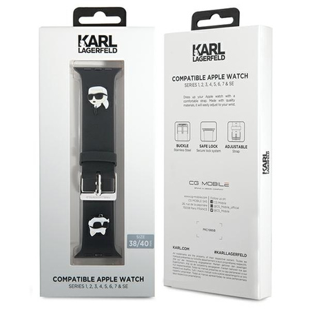 Karl Lagerfeld Karl and Choupette Head NFT Watch Strap for Apple Watch 38/40/41 Czarne