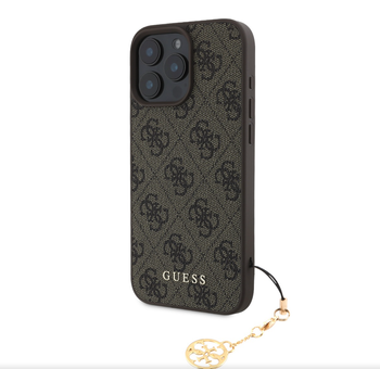 Guess 4G Charm Case for iPhone 16 Pro Max Tone on Tone Brązowe